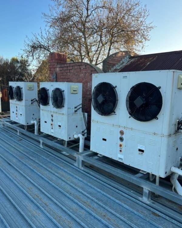 Condenser bank on a commercial roof