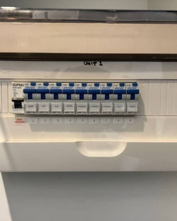 Switchboard at a commercial refrigeration install